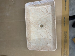 Opzetwastafel Marmerlook Roze/Beige 63cm, roze/beige